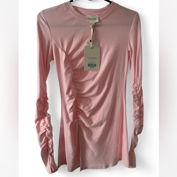 Veiled pink long sleeve top. New with tags. Small. - Picture 3 of 6